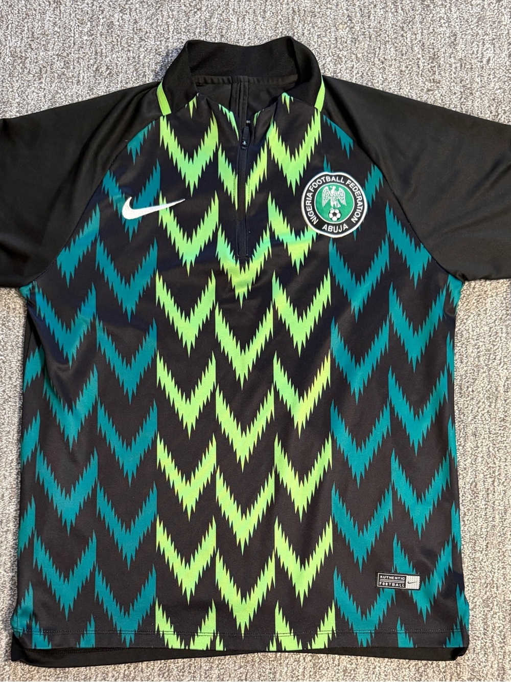 Nigeria National Team Shirt Mens Black Green Soccer Nike Dri-FIT Drill Top